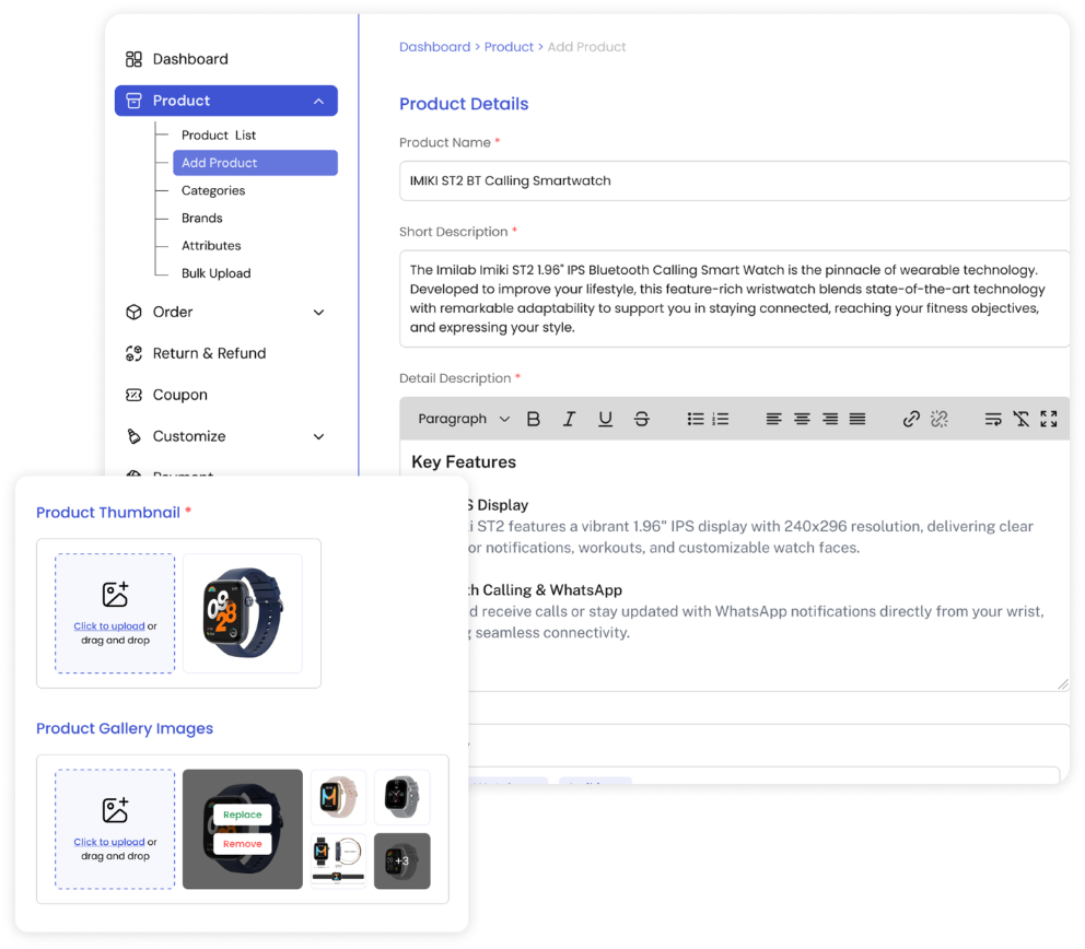 Product Management Interface